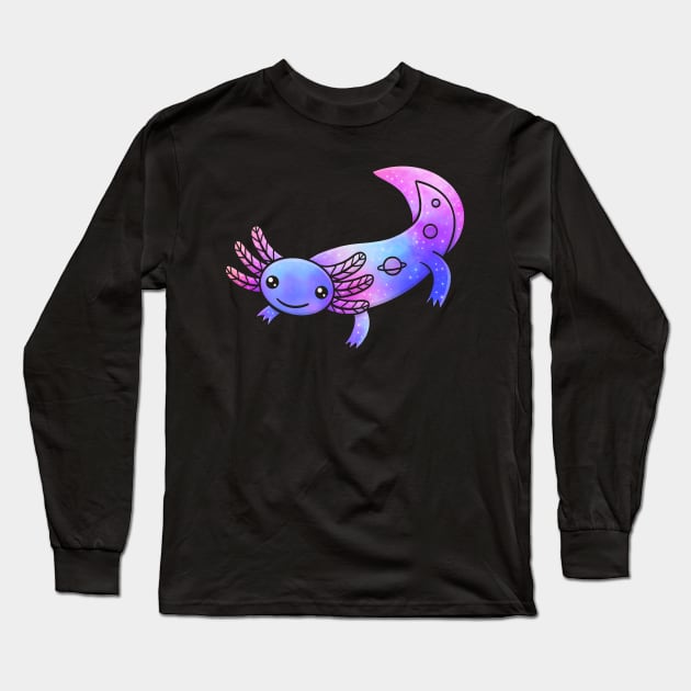 Cute Cosmic Axolotl in Space Long Sleeve T-Shirt by Tamara Lance